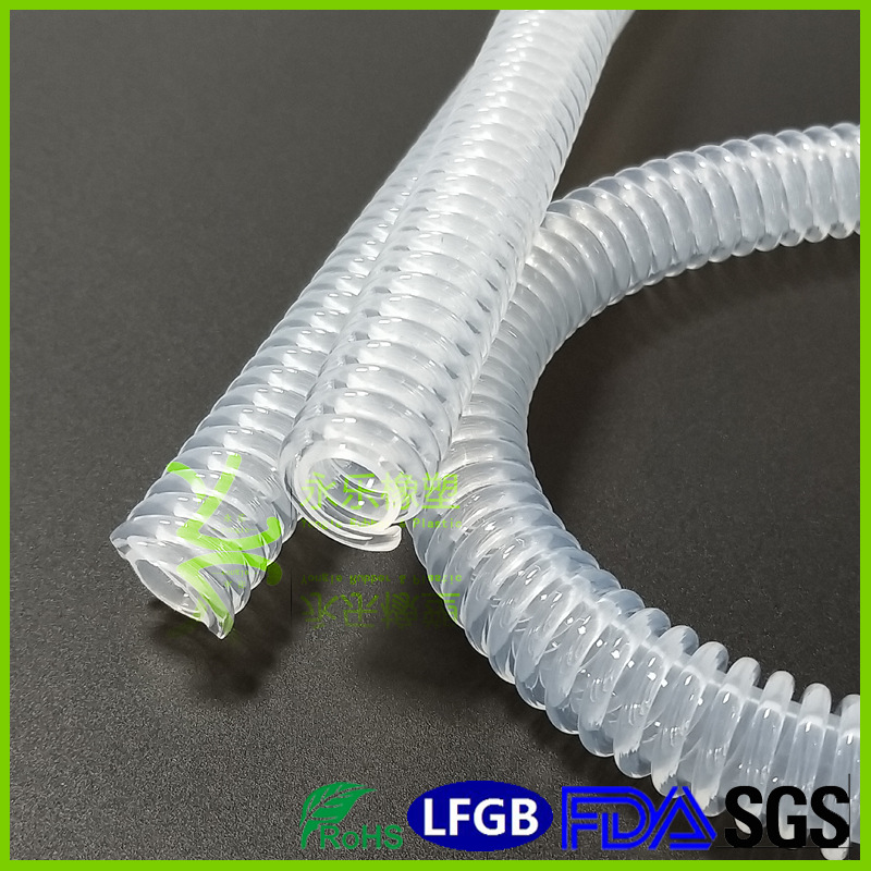 Transparent corrugated silicone hose