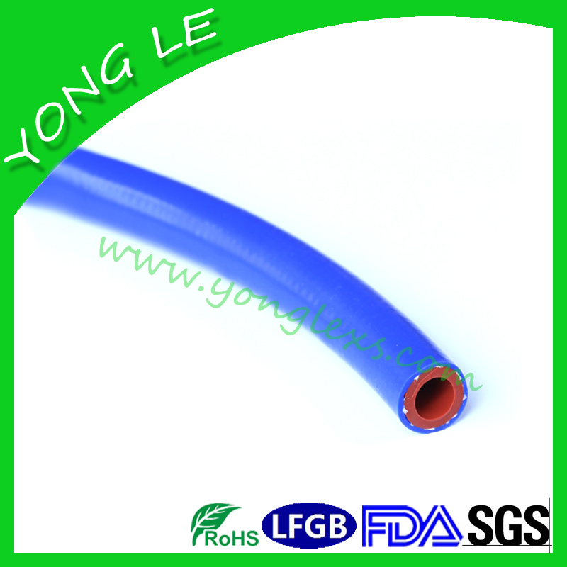 Colored sandwich woven silicone tube